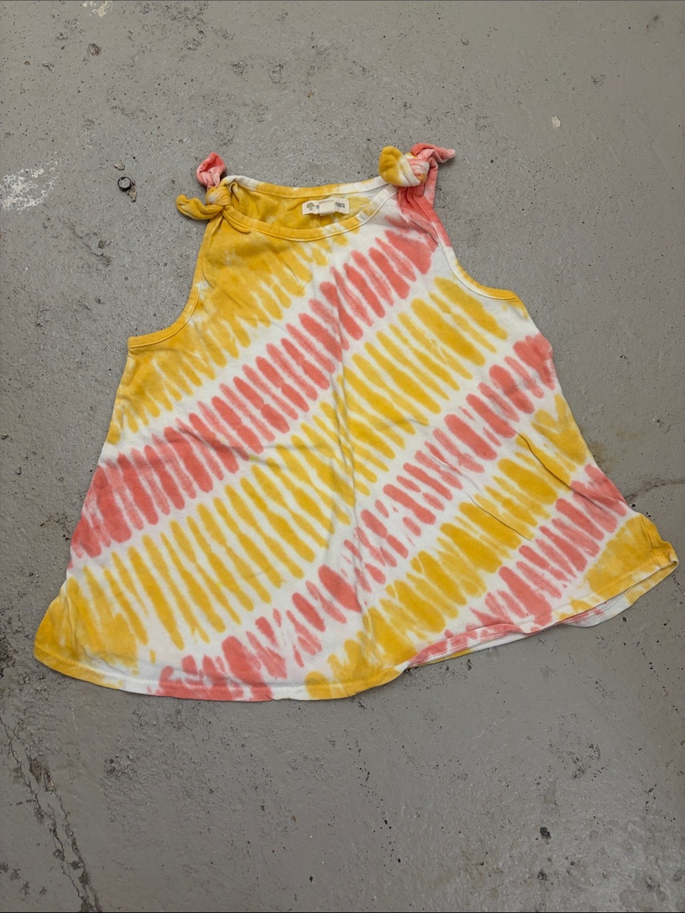 Tucker + Tate Yellow & Coral Tie-Dye Knot-Shoulder Tank